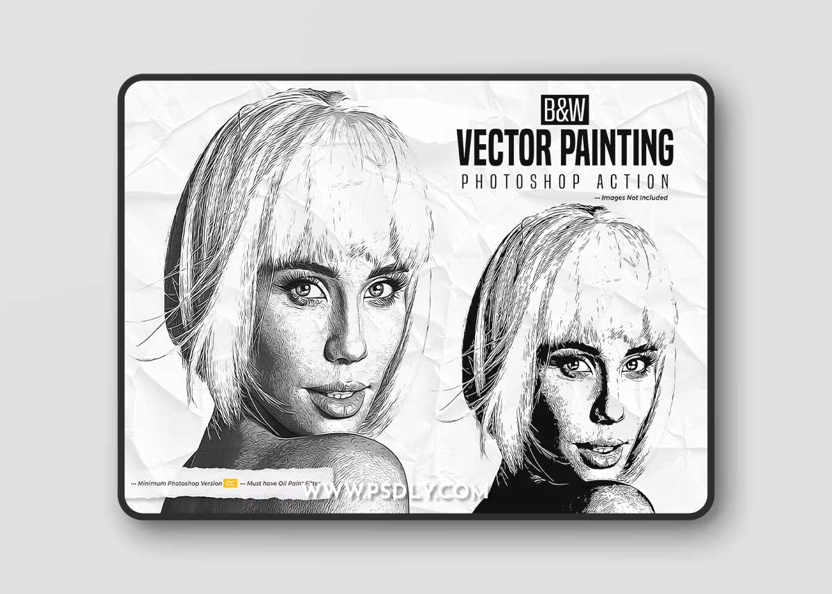Black And White Vector Painting Photoshop Action 7KHCJY3