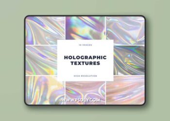 Glistening Holographic Textures Pack for Photoshop
