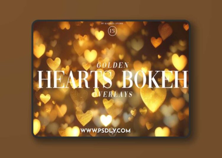Golden Hearts Bokeh Overlays 1 Golden Hearts Bokeh Overlays