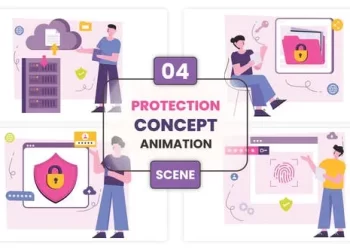 Videohive Data Protection Concept Illustration Animation Scene 53011312