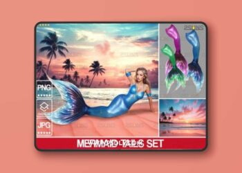 Mermaid Photoshop Overlays Png Backdrops
