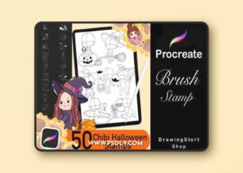 50 Procreate Halloween Pose Stamps