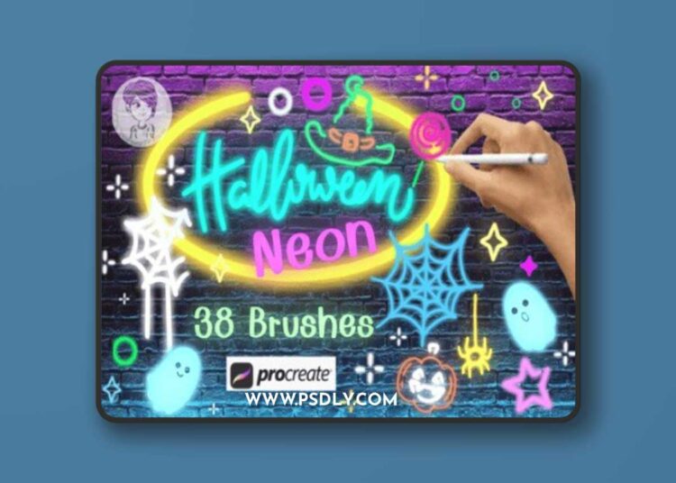 Halloween Neon Brush Stamps 1 Halloween Neon Brush Stamps