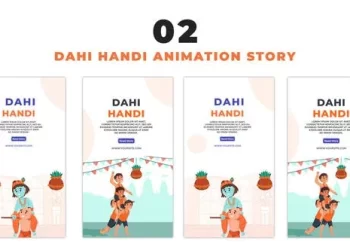 Videohive Lord Krishna Breaking Dahi Handi Pot Flat Vector Instagram Story 48626298