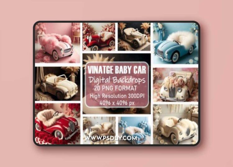 Vintage Baby Car Digital Backdrop Bundle 1 Vintage Baby Car Digital Backdrop Bundle