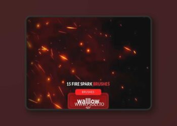 15 Fire spark photoshop digital brushes 33W5UNU