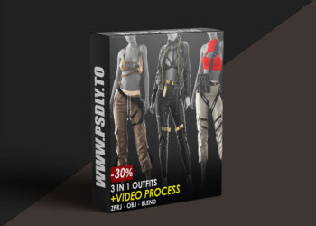 Artstation - 3 in 1 Outfits - Marvelous / CLO Project file + Video Process