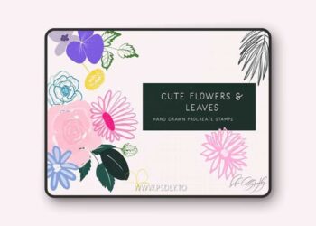 Cute Flowers & Leaves Brushes - Hand Drawn Procreate Stamps