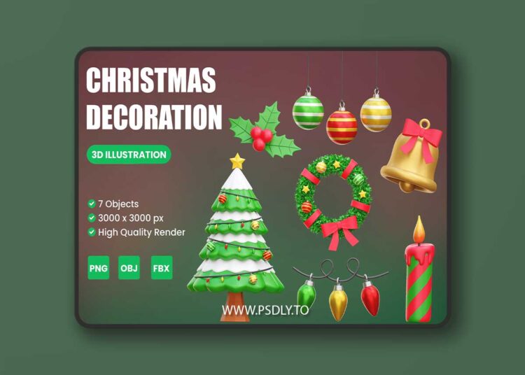 Christmas Decoration 3D Illustration 3EVHBH6 1 Christmas Decoration 3D Illustration 3EVHBH6