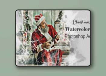 Christmas Watercolor Art Ps Action