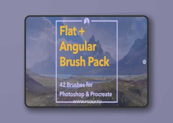 Flat+Angular Brush Pack: 42 Stylized Brushes for Photoshop & Procreate + Demo Videos