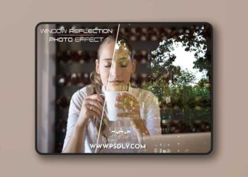 Window Glass Reflection Photo Effect Mockup - 427281506