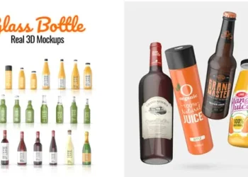 Videohive - Glass bottle Real 3D Mockups - 45548123