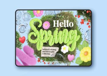 CreativeMarket - Hello Spring - 3D Lettering Set - 92078120