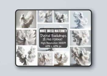 White Dress Maternity Digital Backdrops