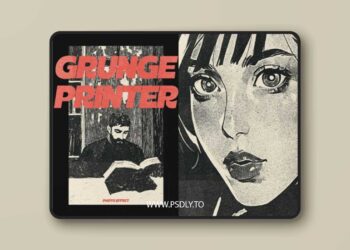 Grunge Old Printer Photo Effect for Photoshop