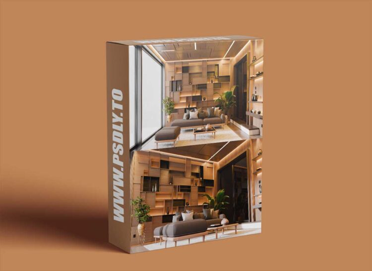 Superhivemarket - Modern Abstract Wooden Living Room 1 Superhivemarket - Modern Abstract Wooden Living Room