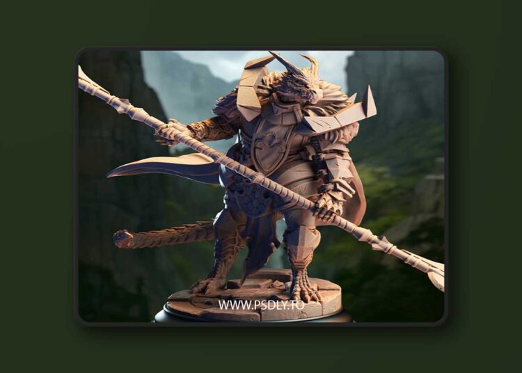 Apokris the Resolute – Silver Dragonkin Paladin – 3D Print Model 1 Apokris the Resolute – Silver Dragonkin Paladin – 3D Print Model