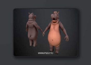 Cartoon Hippo Low-poly 3D Model