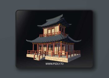 Japanese Temple Low-poly 3D model
