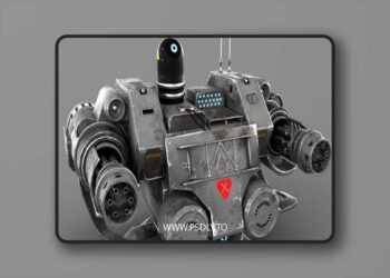 Sci-fi Turret Machinegun Low-poly 3D model