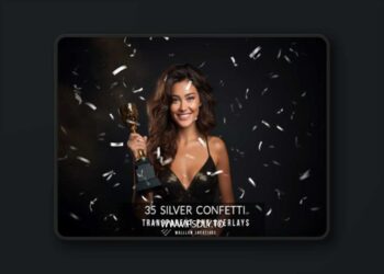 Silver confetti PNG overlays, New year overlays