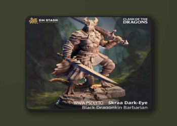 Skraa Dark-Eye – Black Dragonkin Barbarian – 3D Print Model