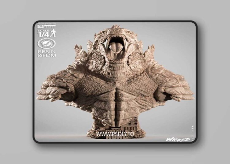 WICKED – Godzilla Portrait Bust – 3D Print Model STL 1 WICKED – Godzilla Portrait Bust – 3D Print Model STL