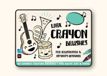 50+ Wax Crayon Texture Brushes for Illustrator, Procreate and Affinity
