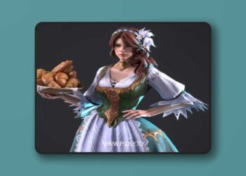 Beautiful-maid-Low-poly-3D-Model