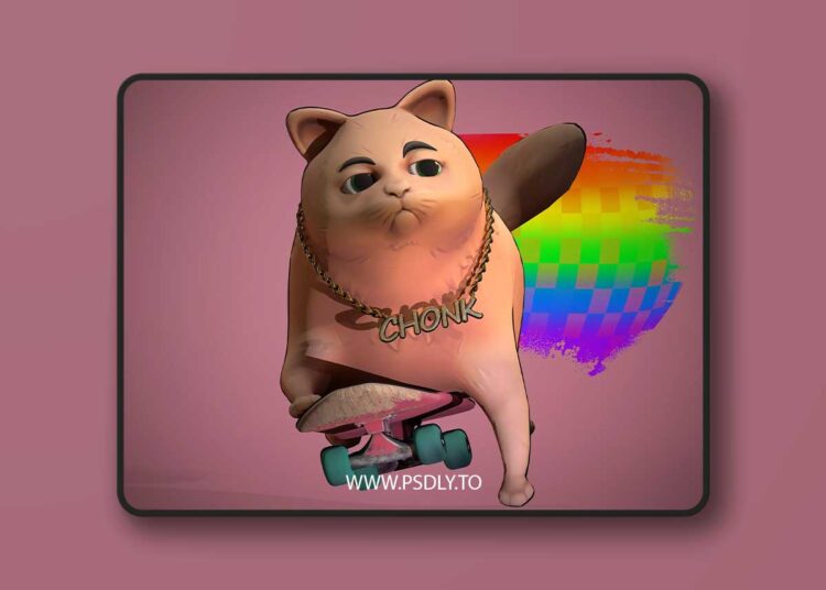 Cat Chonk stylized handpainted Low-poly 3D Model 1 Cat Chonk stylized handpainted Low-poly 3D Model