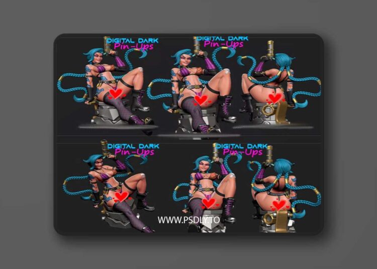 Digital Dark Pin-Ups – Jinx – 3D Print Model 1 Digital Dark Pin-Ups – Jinx – 3D Print Model