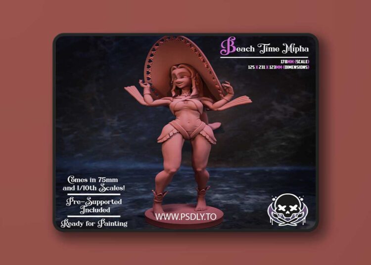 Jigglystix – Beach Time Fish Girl – 3D Print Model STL 1 Jigglystix – Beach Time Fish Girl – 3D Print Model STL