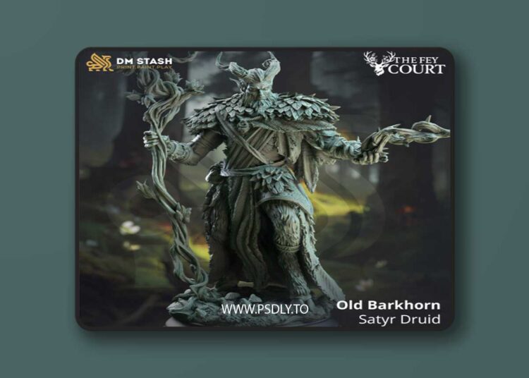 Old Barkhorn – Satyr Druid – 3D Print Model 1 Old Barkhorn – Satyr Druid – 3D Print Model