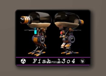 Sci-Fi Fish Robot 13o4 Low-poly 3D Model