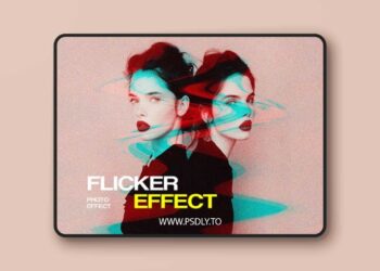 TV Flicker Glitch Photo Effect for Photoshop