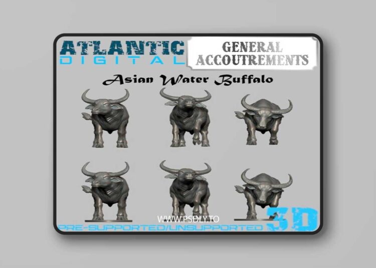 Wargames Atlantic – Asian Water Buffalo – 3D Print Model STL 1 Wargames Atlantic – Asian Water Buffalo – 3D Print Model STL