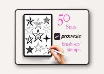 50 Stars Stamp Brushes Pack for Procreate