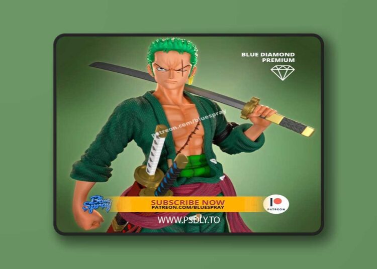BlueSpray – One Piece – Zoro Roronoa – 3D Print Model 1 BlueSpray – One Piece – Zoro Roronoa – 3D Print Model
