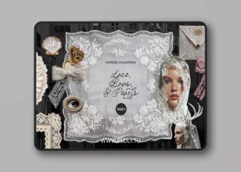CreativeMarket - Vintage Lace, Bows & Pearls - 291840815