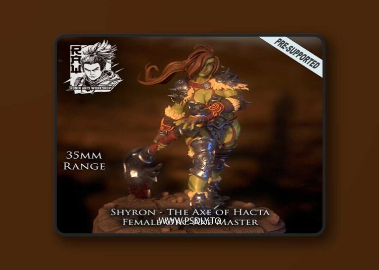 Shyron – Female Orc Axe Master – 3D Print Model STL 1 Shyron – Female Orc Axe Master – 3D Print Model STL