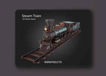 Steam Train Low-poly 3D Model