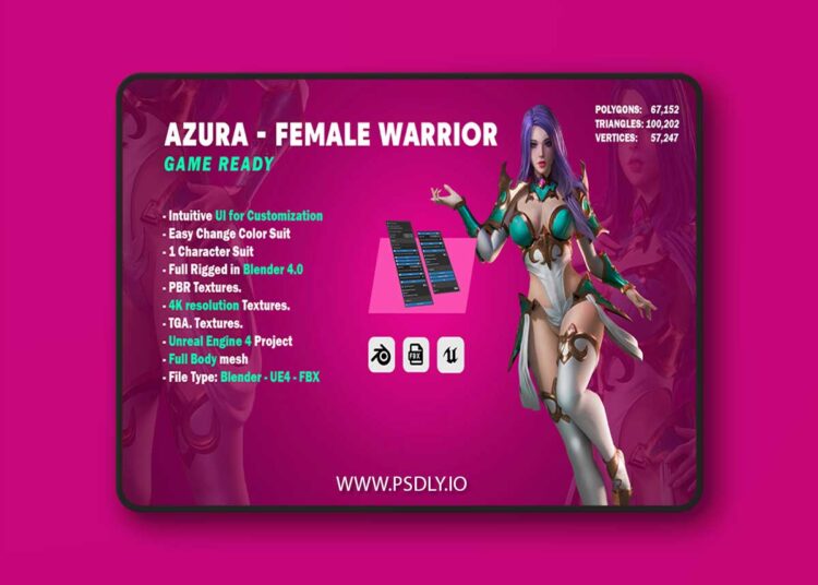 Azura – Female Knight Warrior – Game Ready 1 Azura – Female Knight Warrior – Game Ready