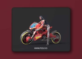 Motorcycle girl Low-poly 3D Model