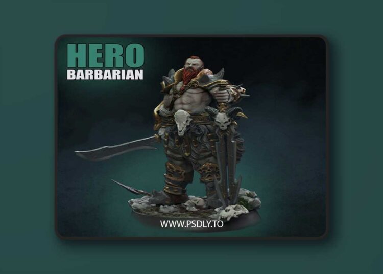 Necropunks Miniatures – HERO BARBARIAN – 3D Print Model 1 Necropunks Miniatures – HERO BARBARIAN – 3D Print Model
