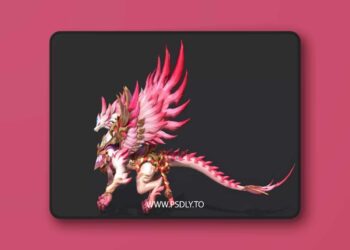 Pink Flying Dragon Mount Low-poly 3D model