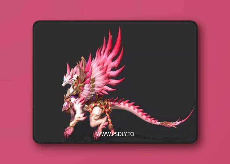 Pink Flying Dragon Mount Low-poly 3D Model 1 Pink Flying Dragon Mount Low-poly 3D model