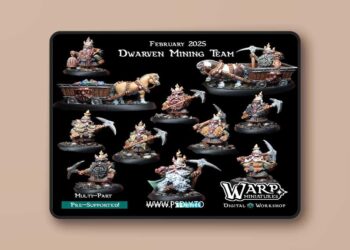 Warp Miniatures – Dwarven Mining Team Pack – 3D Print Model STL