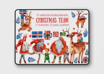Christmas Team Watercolor Clip Art Set 2321380