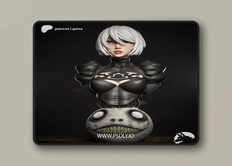 Gatsu Studios – 2B – Nier Automata Bust – 3D Print Model STL 1 Gatsu Studios – 2B – Nier Automata Bust – 3D Print Model STL